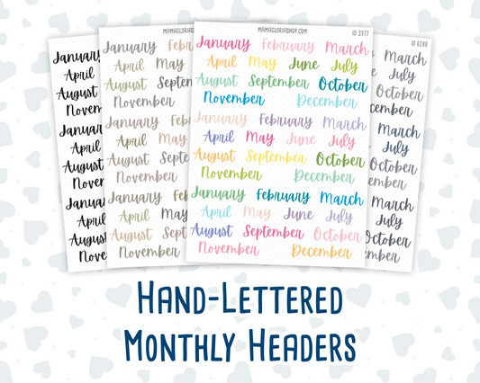 Hand-Lettered Monthly Headers – Bold Script Style