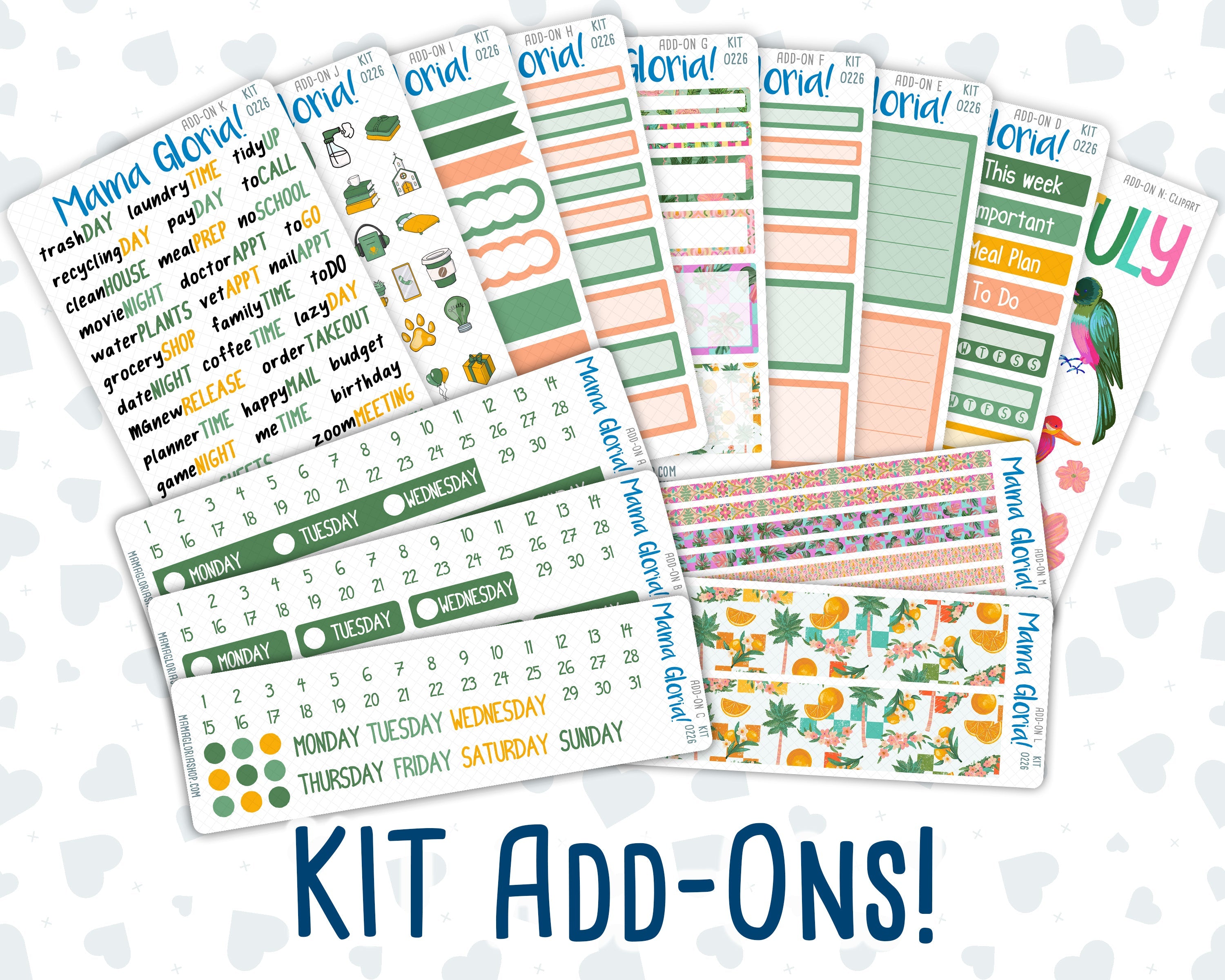 Kit 0226 - Add Ons - July - Tropical Whimsy - Planner Stickers ...