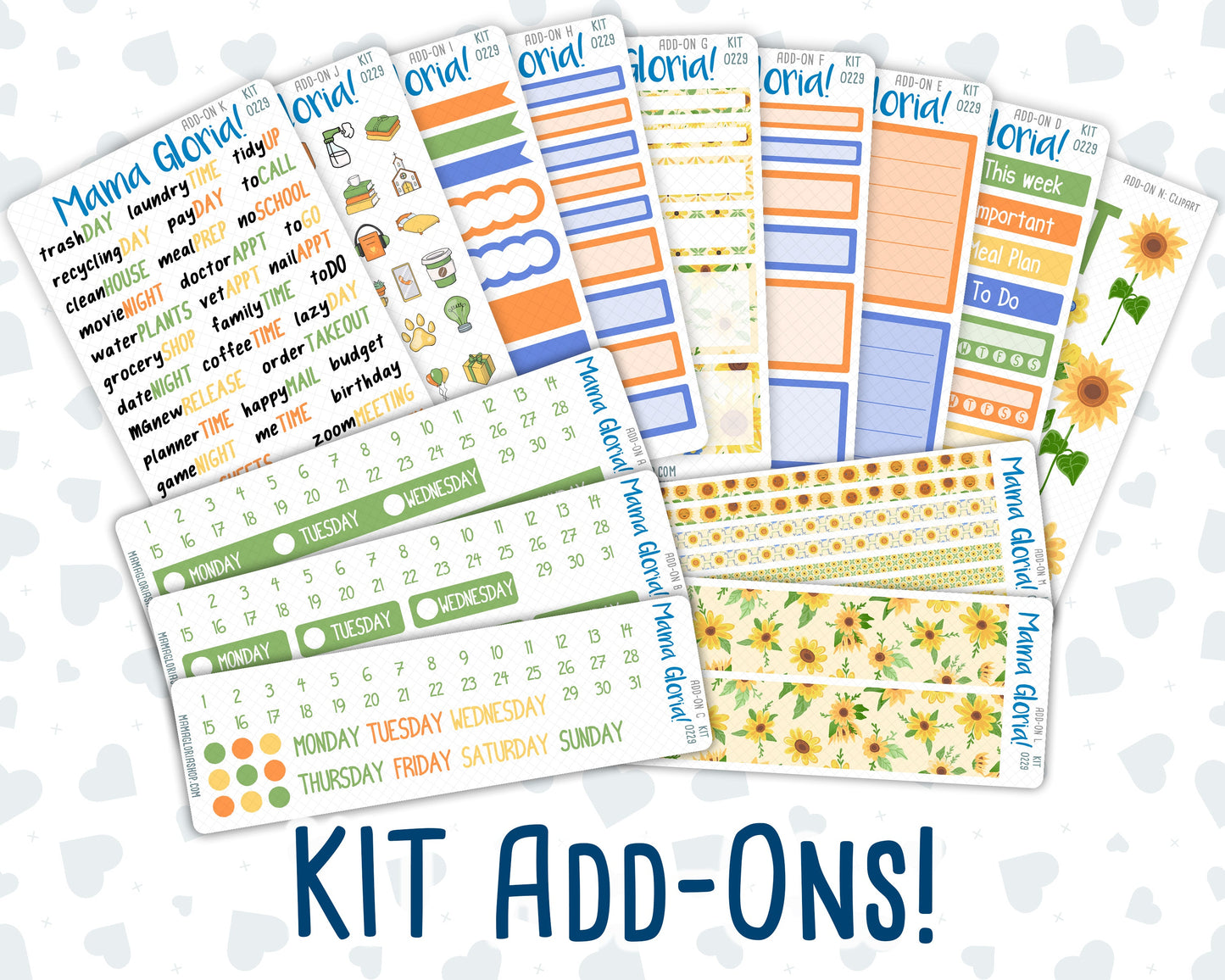 Kit 0229 - Add Ons - August - Golden Faces - Planner Stickers