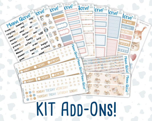 Kit 0255 - Add Ons - February - Cottagecore Kitties - Planner Stickers