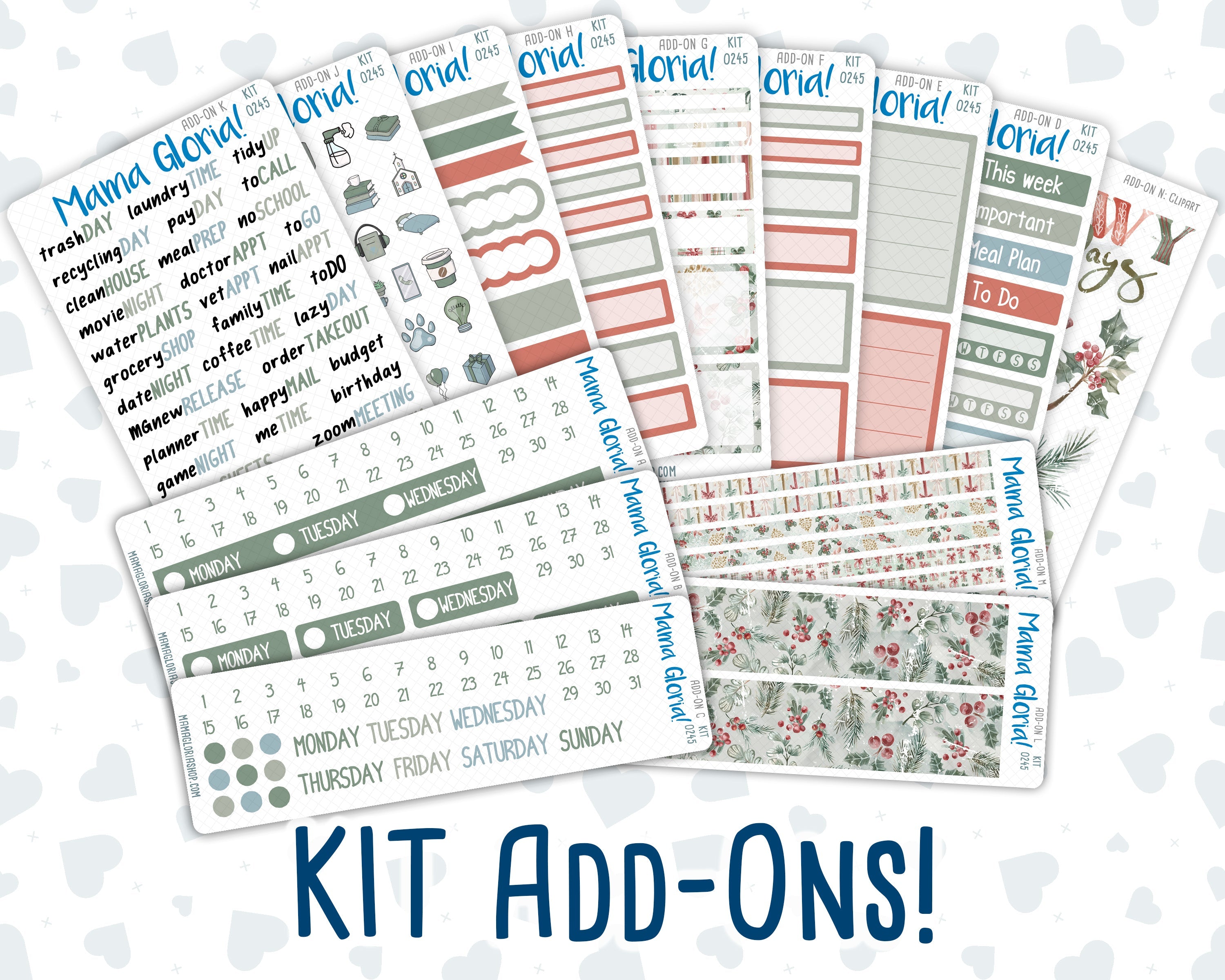 Kit 0245 - Add Ons - December - Vintage Christmas - Planner Stickers ...