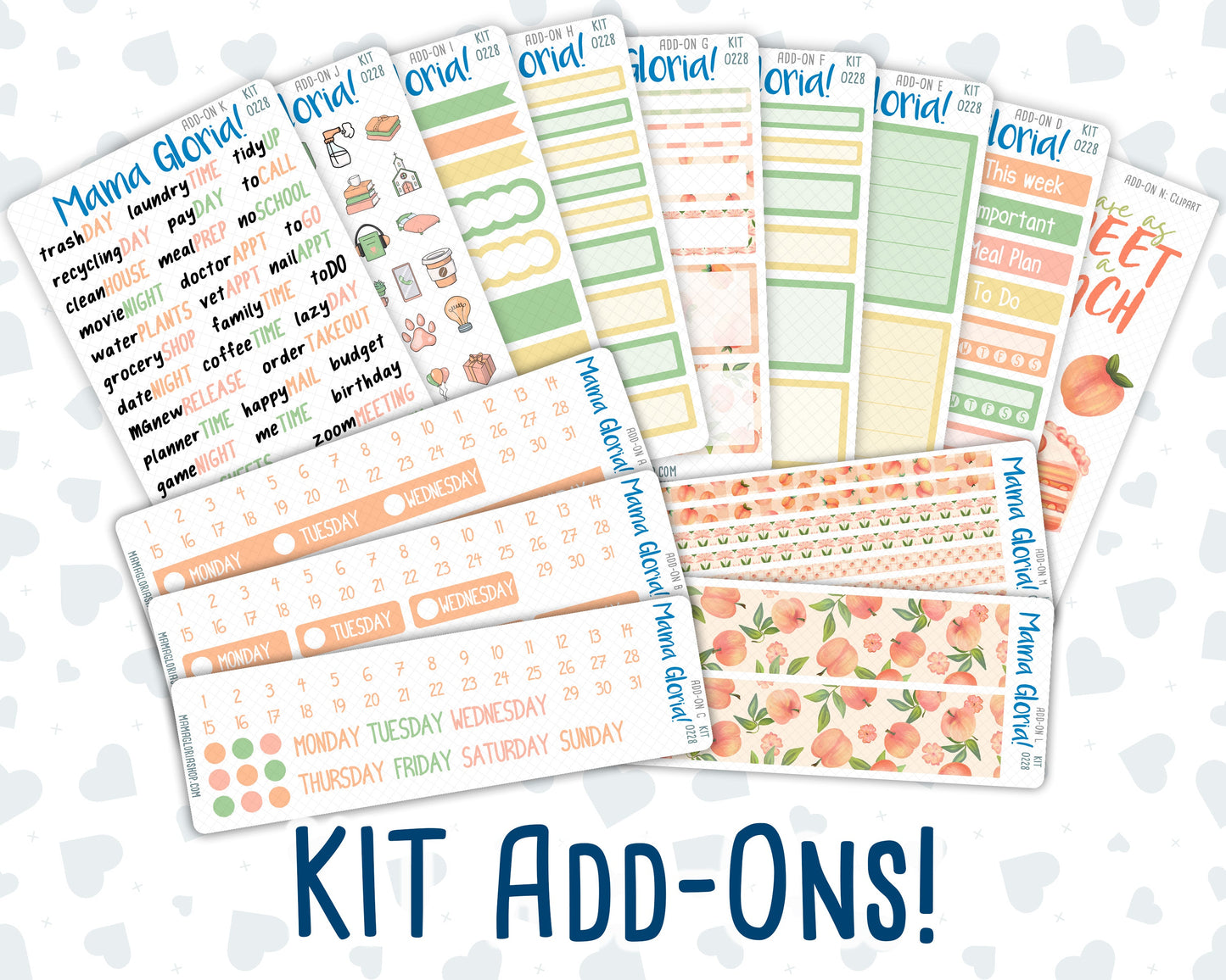 Kit 0228 - Add Ons - August - Just Peachy - Planner Stickers