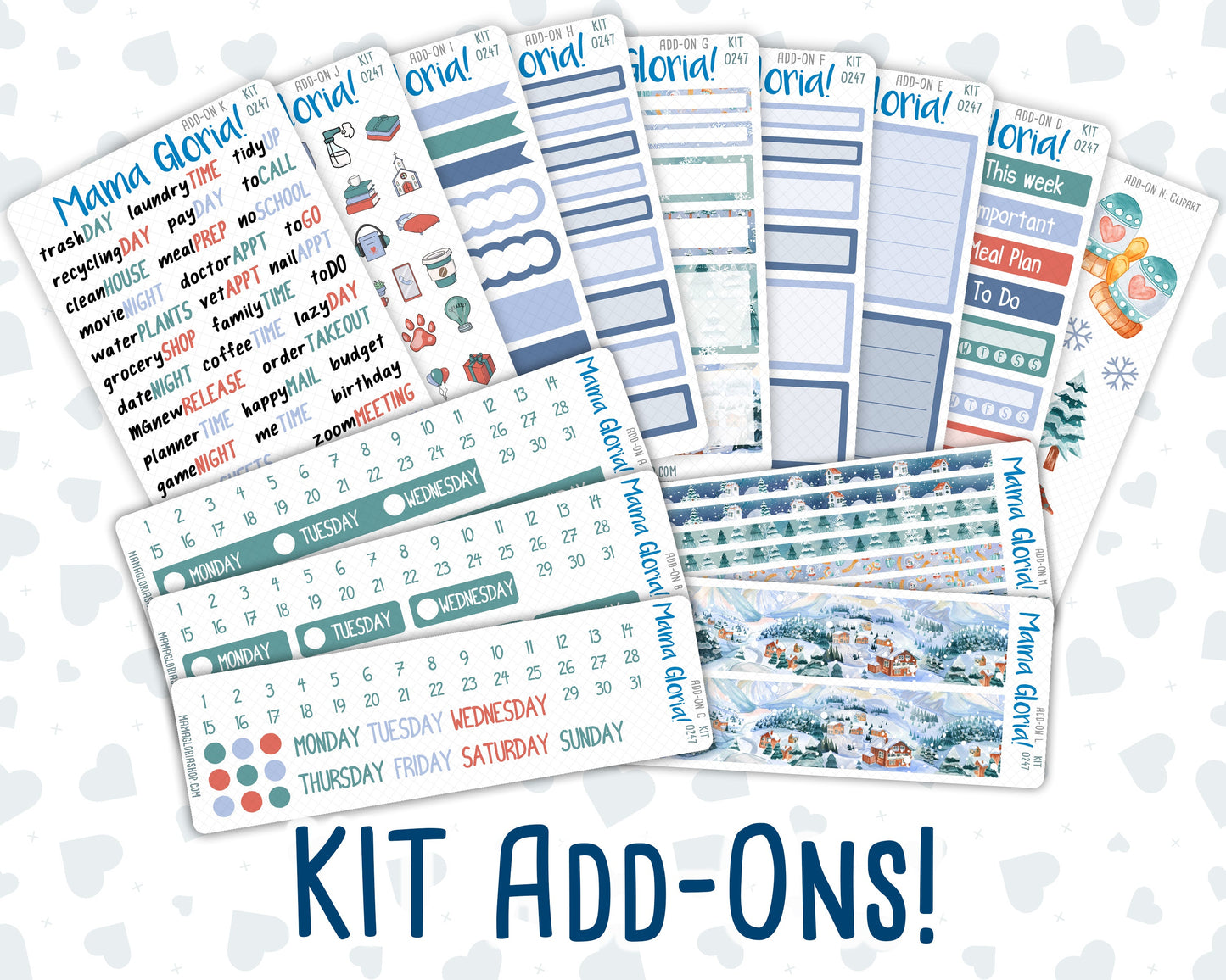 Kit 0247 - Add Ons - December - Snow Day Adventures - Planner Stickers