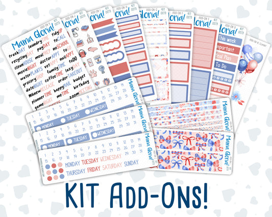 Kit 0273 - Add Ons - July - Americana In Bloom - Planner Stickers