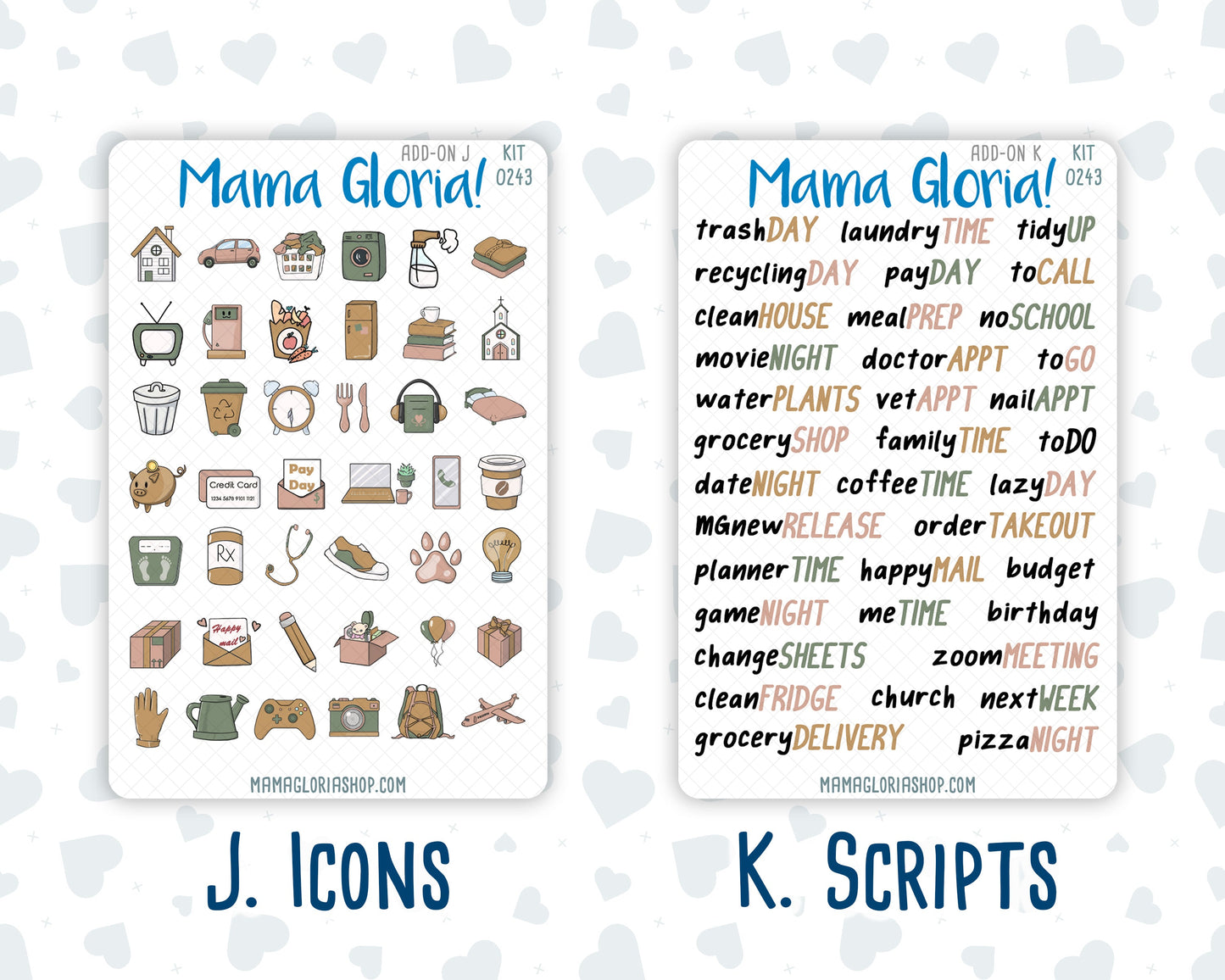 Kit 0243 - Add Ons - November - Boho Autumn - Planner Stickers
