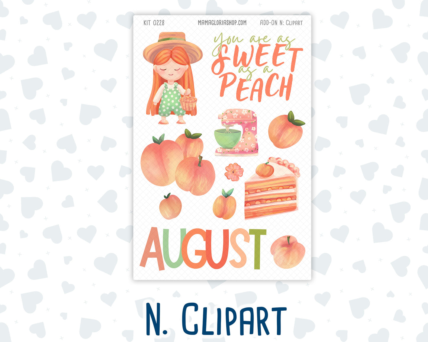 Kit 0228 - Add Ons - August - Just Peachy - Planner Stickers