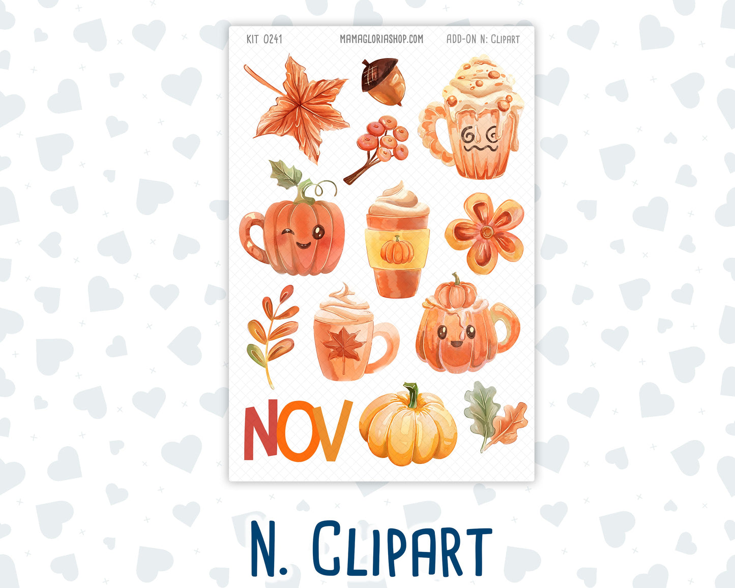 Kit 0241 - Add Ons - November - Pumpkin Latte - Planner Stickers