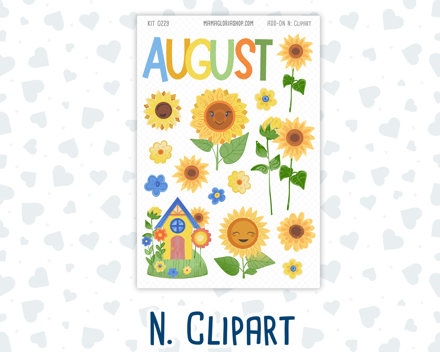 Kit 0229 - Add Ons - August - Golden Faces - Planner Stickers