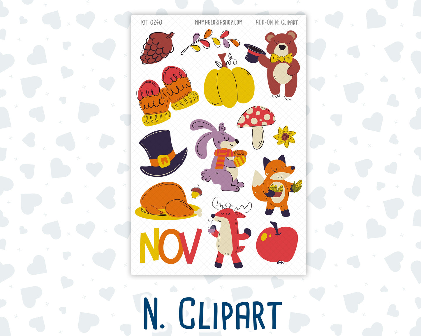 Kit 0240 - Add Ons - November - Cozy Thanksgiving - Planner Stickers