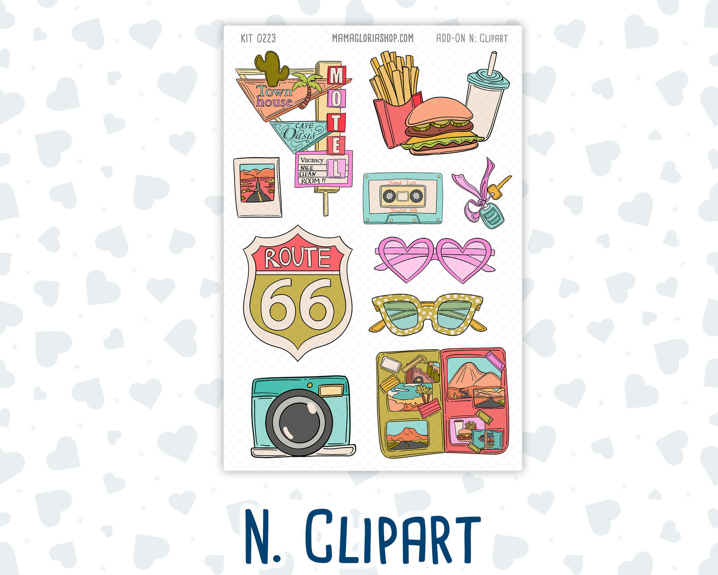 Kit 0223 - Add Ons - June - Route 66 - Planner Stickers
