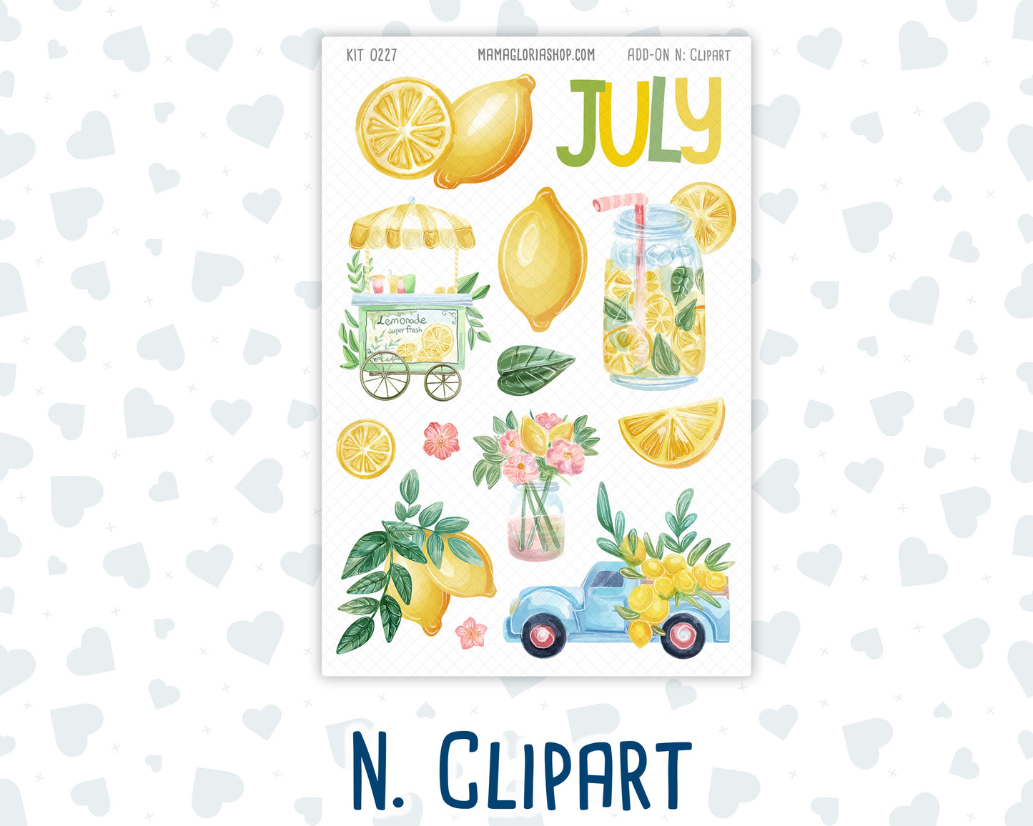 Kit 0227 - Add Ons - July - Lemon Grove - Planner Stickers