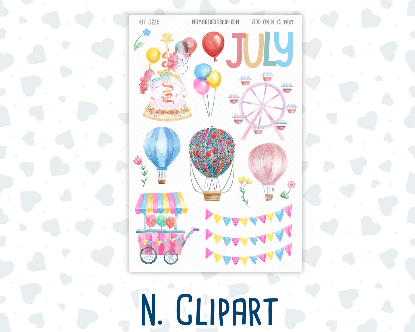 Kit 0225 - Add Ons - July - Carnival Joy - Planner Stickers