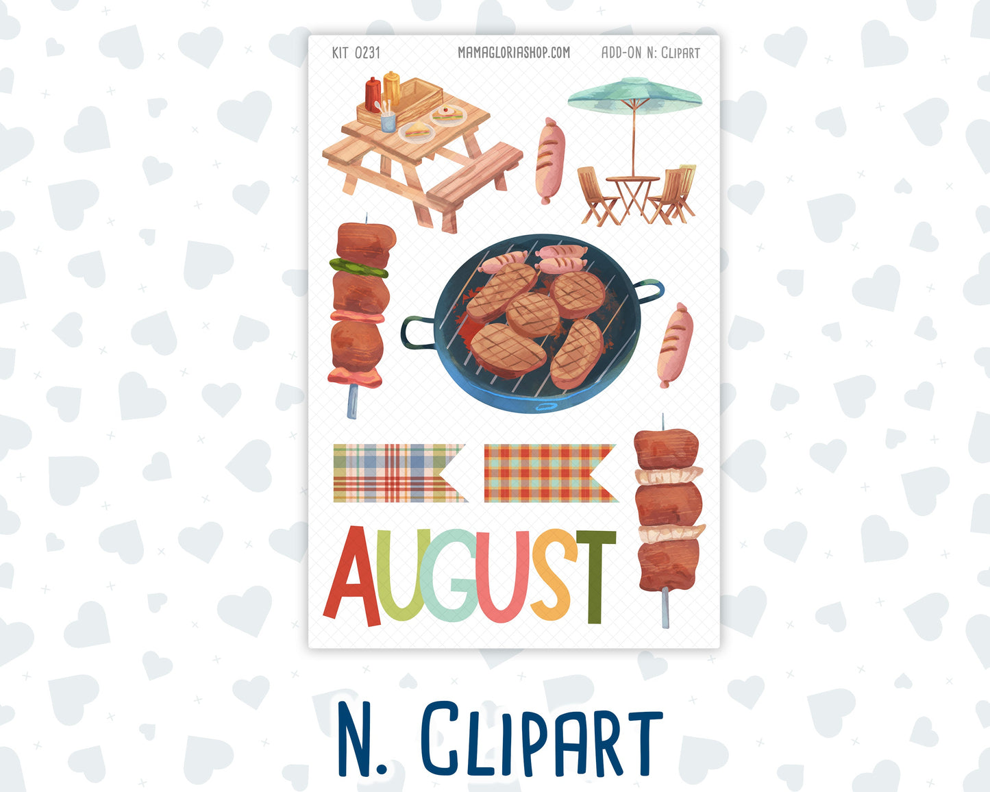 Kit 0231 - Add Ons - August - Backyard BBQ - Planner Stickers