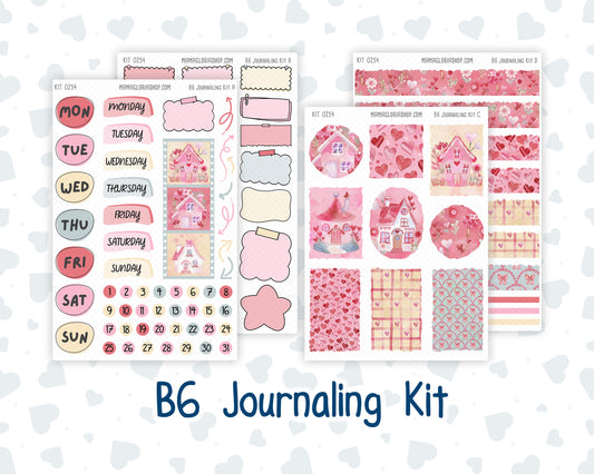 Kit 0254 - B6 - For Sterling Ink And More - Journaling Daily Kit - February - Valentine Village