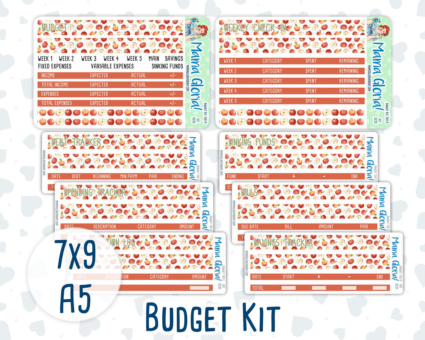Kit 0235 - Budget - For 7x9 & A5 Planners | Notebooks - September - Apple Orchard