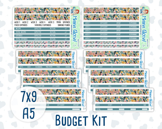 Kit 0275 - Budget - For 7x9 & A5 Planners | Notebooks - July - Tropical Safari Blush