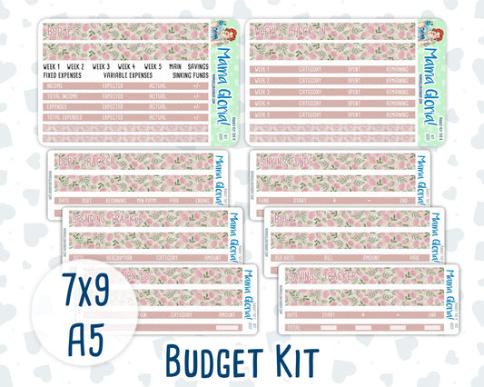 Kit 0257 - Budget - For 7x9 & A5 Planners | Notebooks - March - Blush Garden