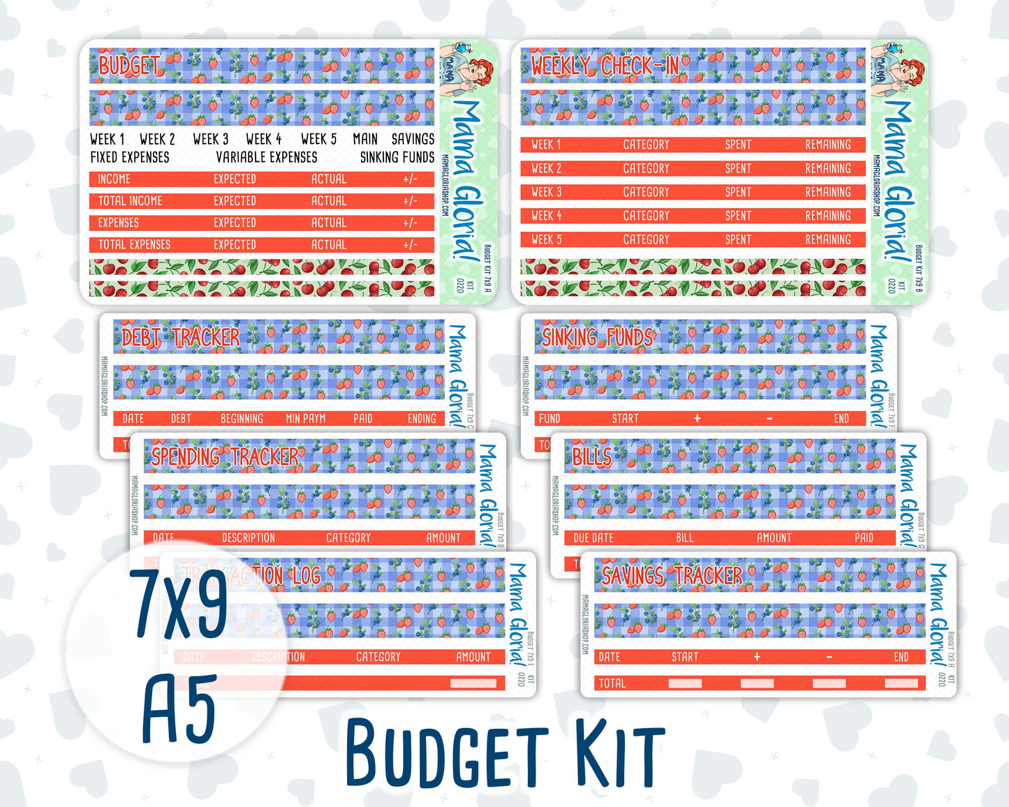Kit 0220 - Budget - For 7x9 & A5 Planners | Notebooks - June - June Berries