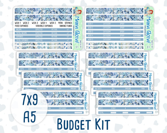 Kit 0249 - Budget - For 7x9 & A5 Planners | Notebooks - January - Icy Lace