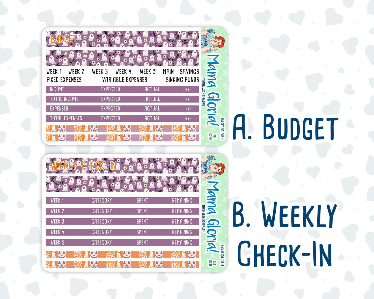 Kit 0236 - Budget - For 7x9 & A5 Planners | Notebooks - October - Sweet & Spooky