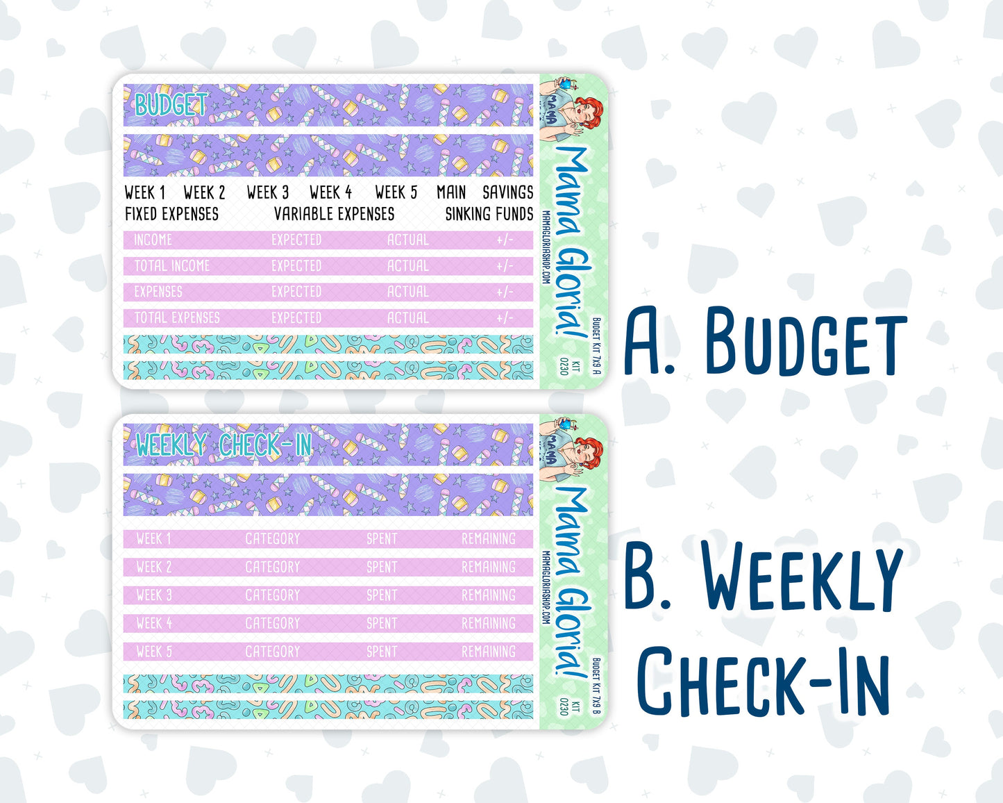Kit 0230 - Budget - For 7x9 & A5 Planners | Notebooks - August - School Daze