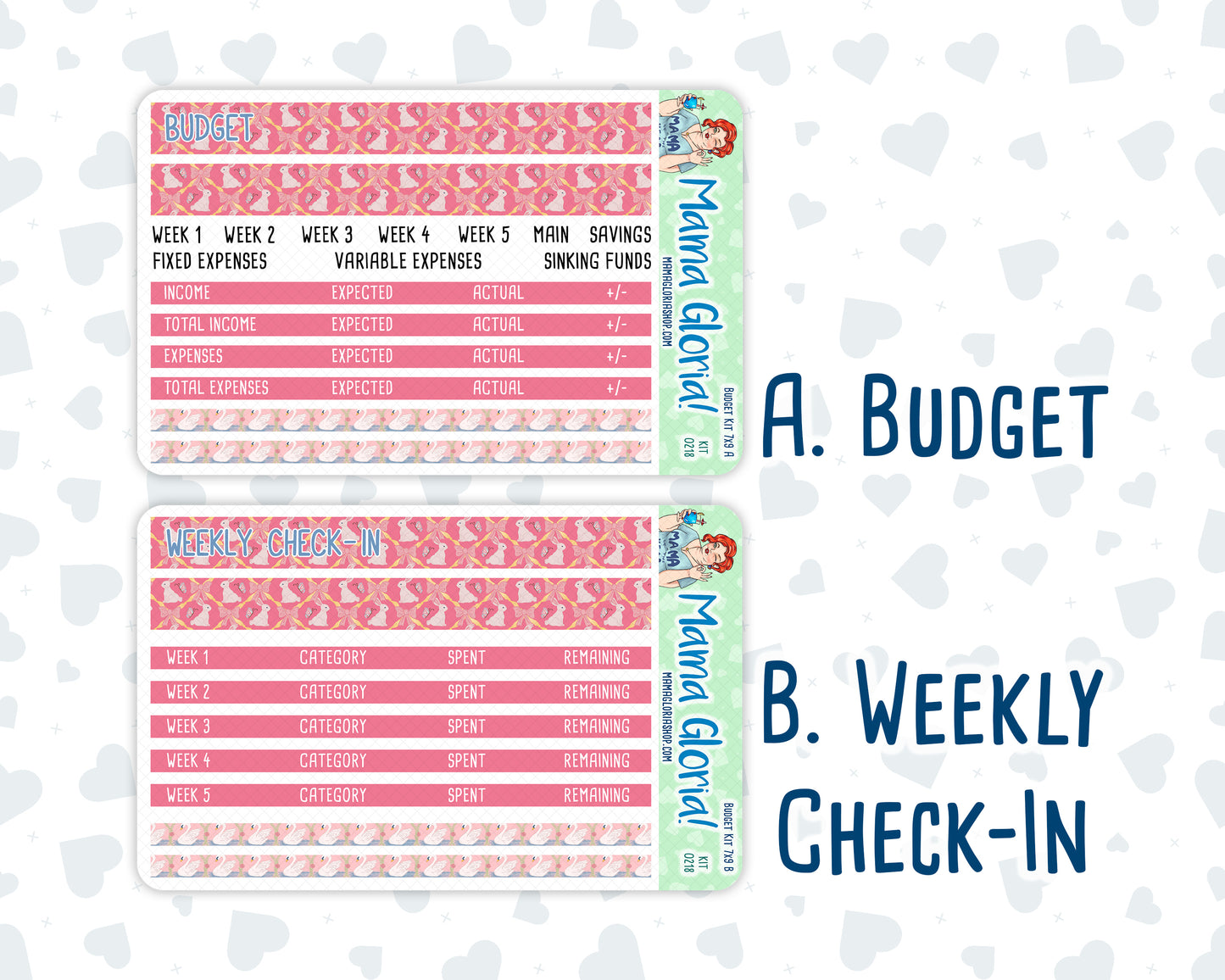 Kit 0218- Budget - Mother's Love- For 7x9 & A5 Planners - Notebooks - May