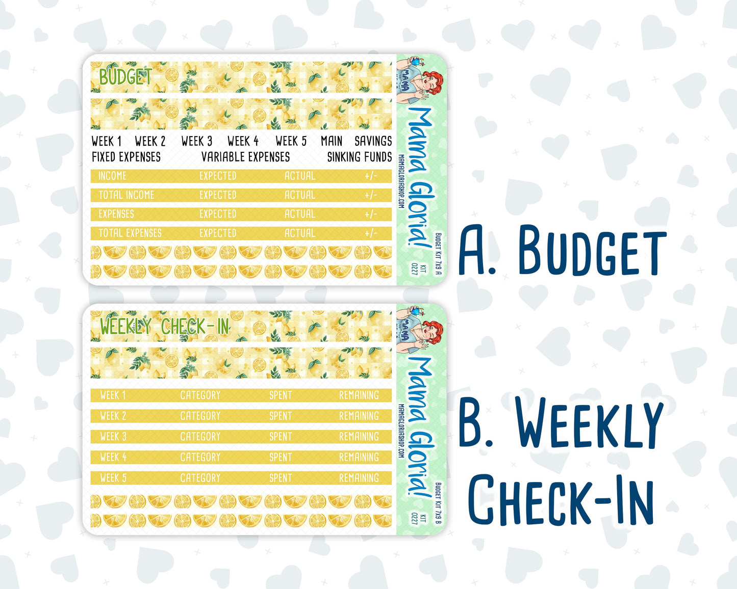 Kit 0227 - Budget - For 7x9 & A5 Planners | Notebooks - July - Lemon Grove