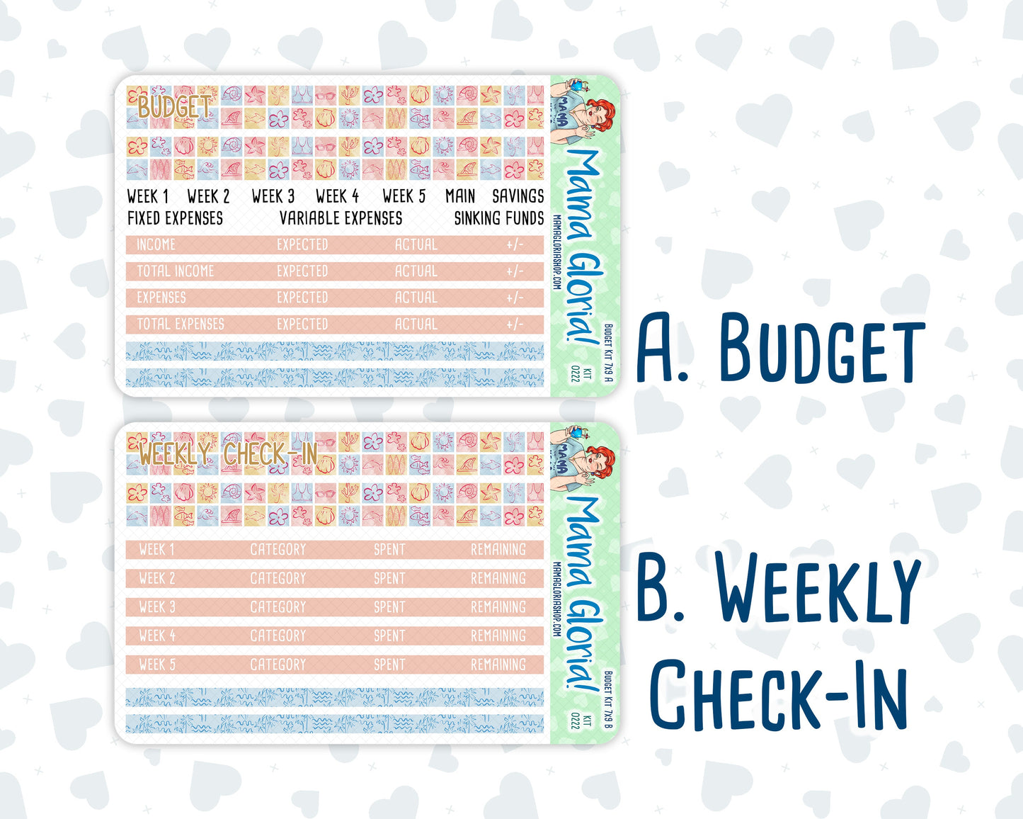 Kit 0222 - Budget - For 7x9 & A5 Planners | Notebooks - June - Beach Day
