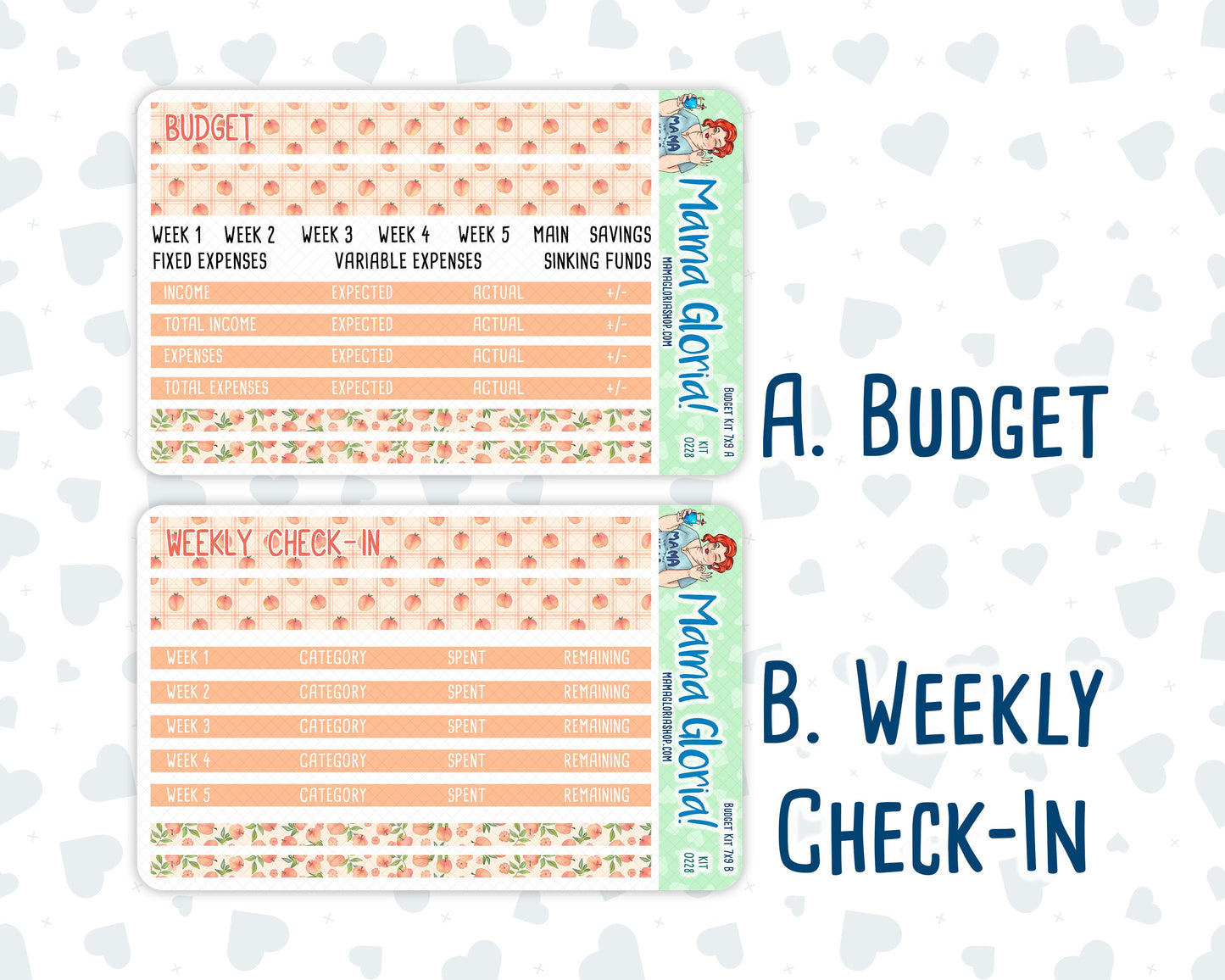 Kit 0228 - Budget - For 7x9 & A5 Planners | Notebooks - August - Just Peachy