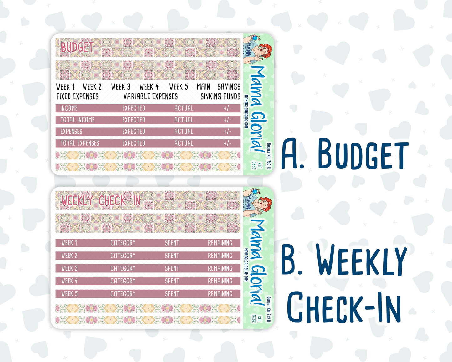 Kit 0232 - Budget - For 7x9 & A5 Planners | Notebooks - September - Heirloom Garden