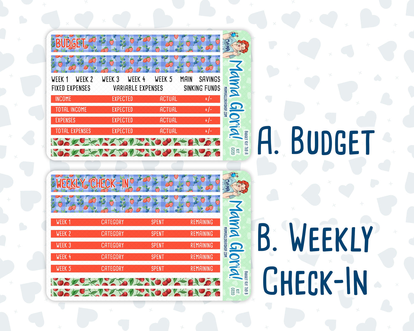 Kit 0220 - Budget - For 7x9 & A5 Planners | Notebooks - June - June Berries
