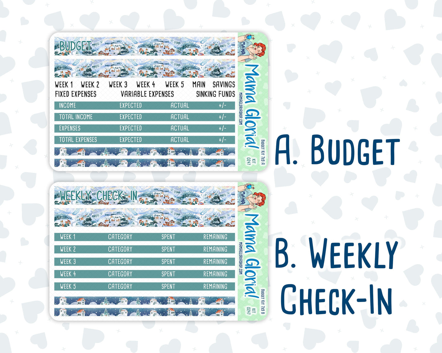 Kit 0247 - Budget - For 7x9 & A5 Planners | Notebooks - December - Snow Day Adventures