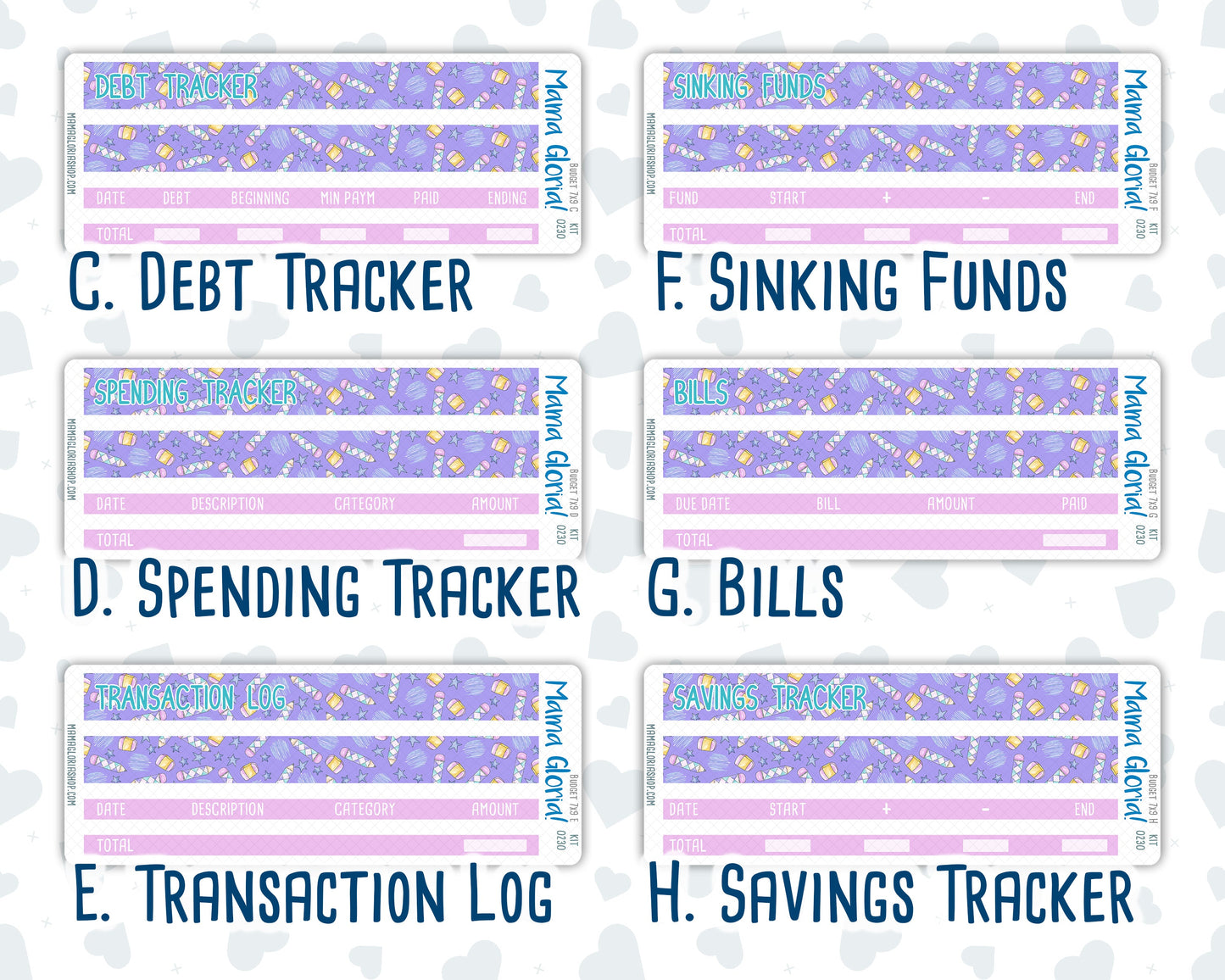 Kit 0230 - Budget - For 7x9 & A5 Planners | Notebooks - August - School Daze
