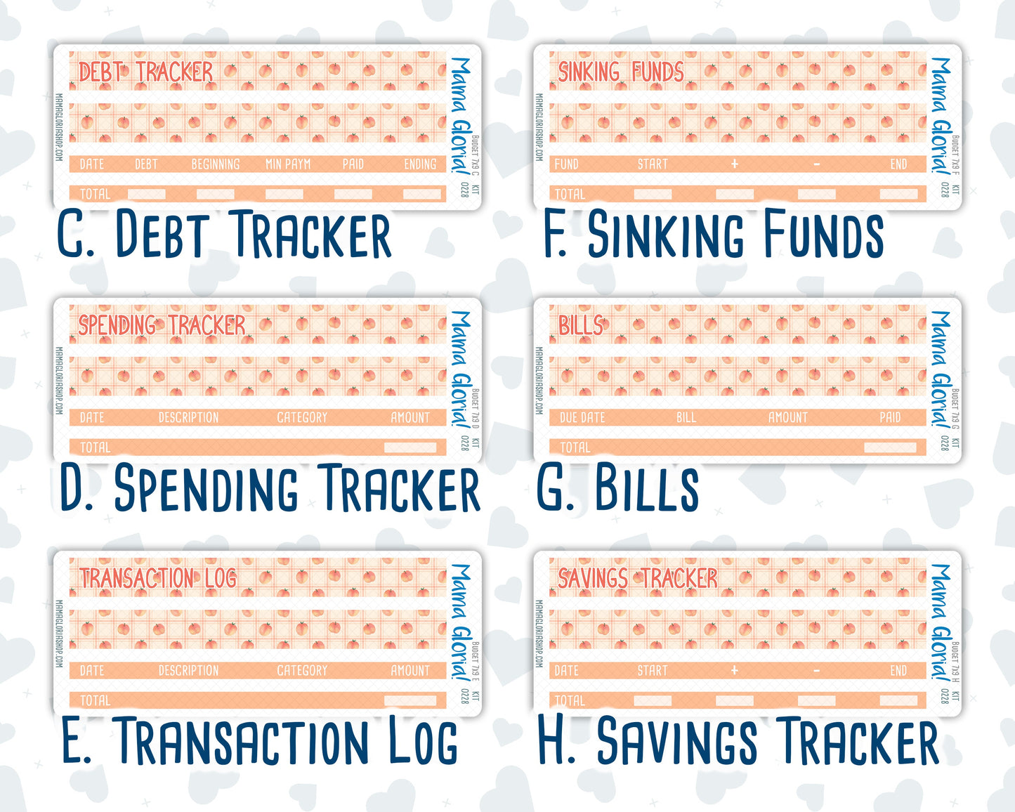 Kit 0228 - Budget - For 7x9 & A5 Planners | Notebooks - August - Just Peachy