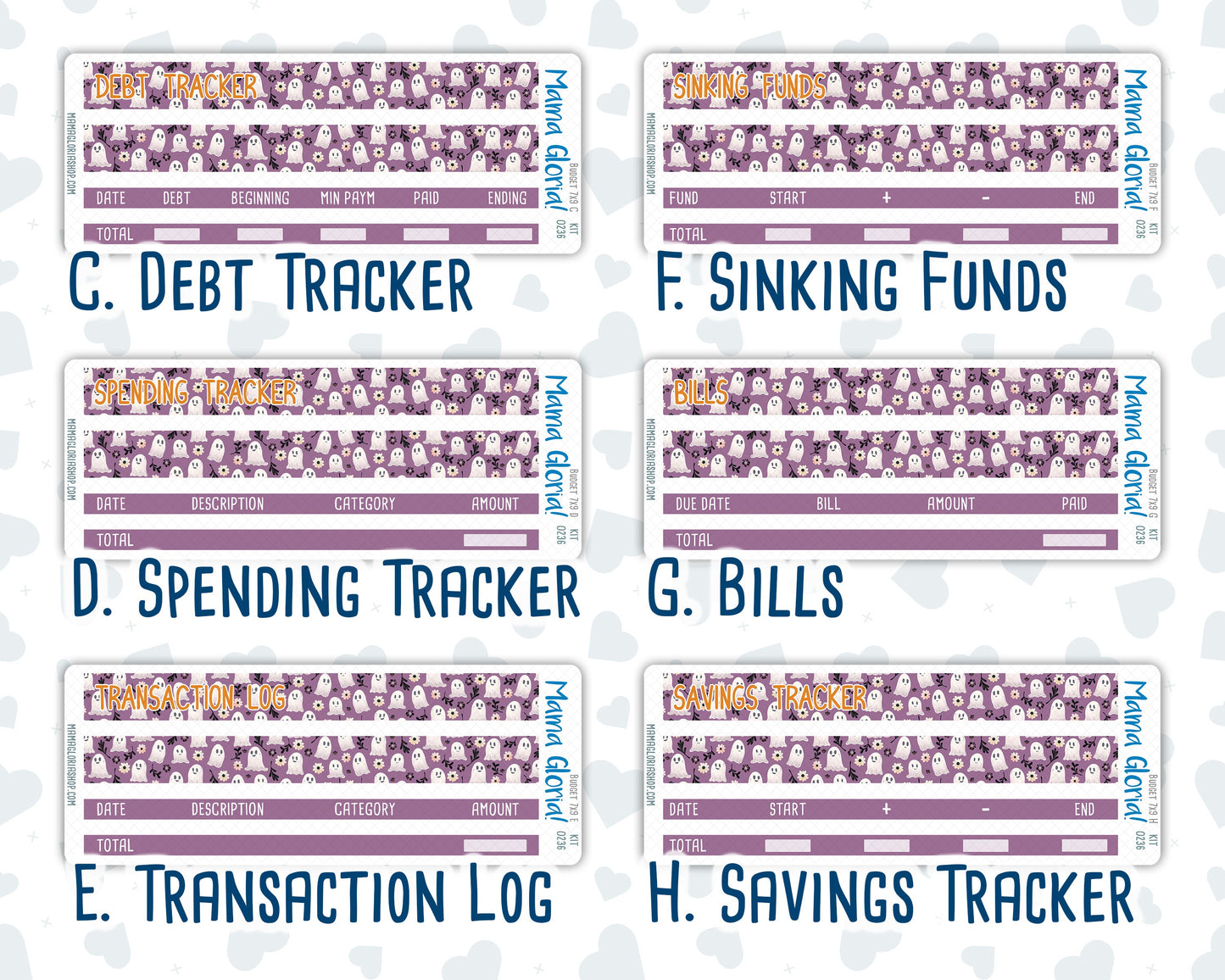 Kit 0236 - Budget - For 7x9 & A5 Planners | Notebooks - October - Sweet & Spooky