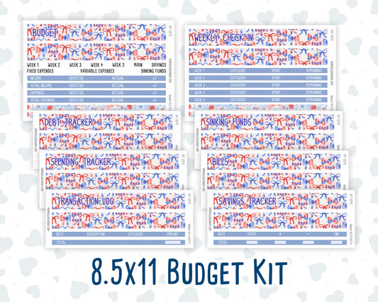 Kit 0273 - Budget - For 8.5x11 Planners | Notebooks - July - Americana In Bloom