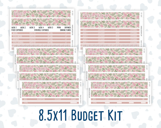 Kit 0257 - Budget - For 8.5x11 Planners | Notebooks - March - Blush Garden