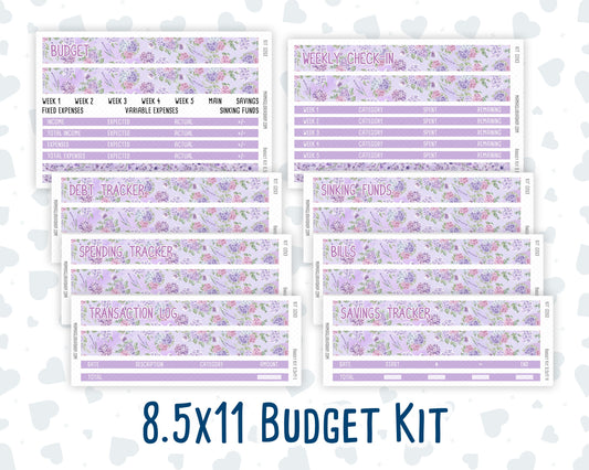 Kit 0263 - Budget - For 8.5x11 Planners | Notebooks - April - Lavender Drift