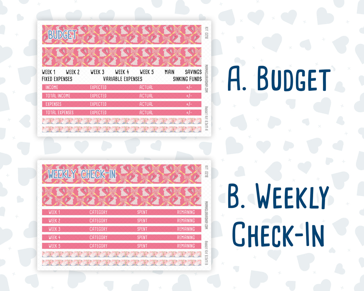Kit 0218- Budget - Mother's Love- For 8.5x11 Planners - Notebooks - May