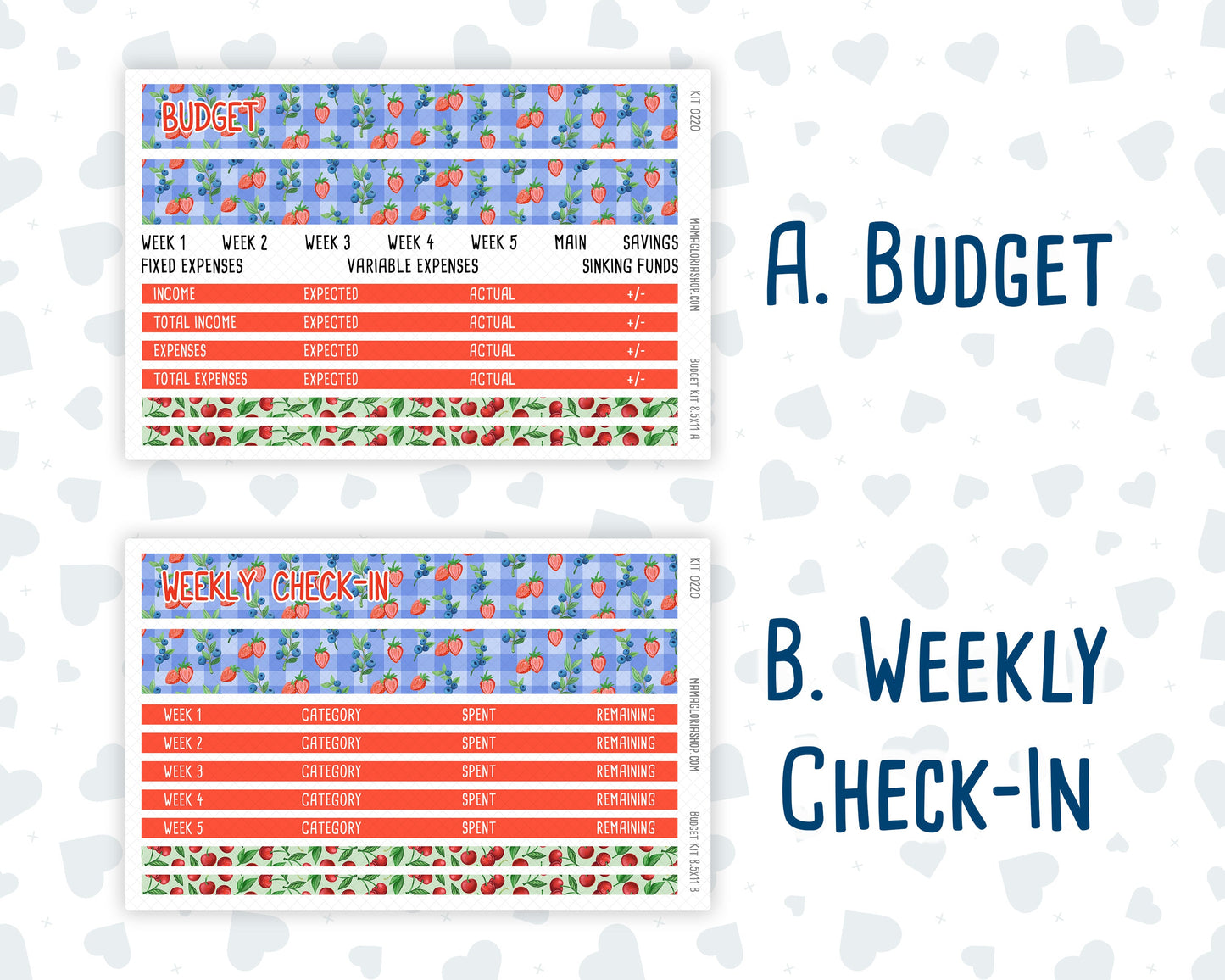 Kit 0220 - Budget - For 8.5x11 Planners | Notebooks - June - June Berries
