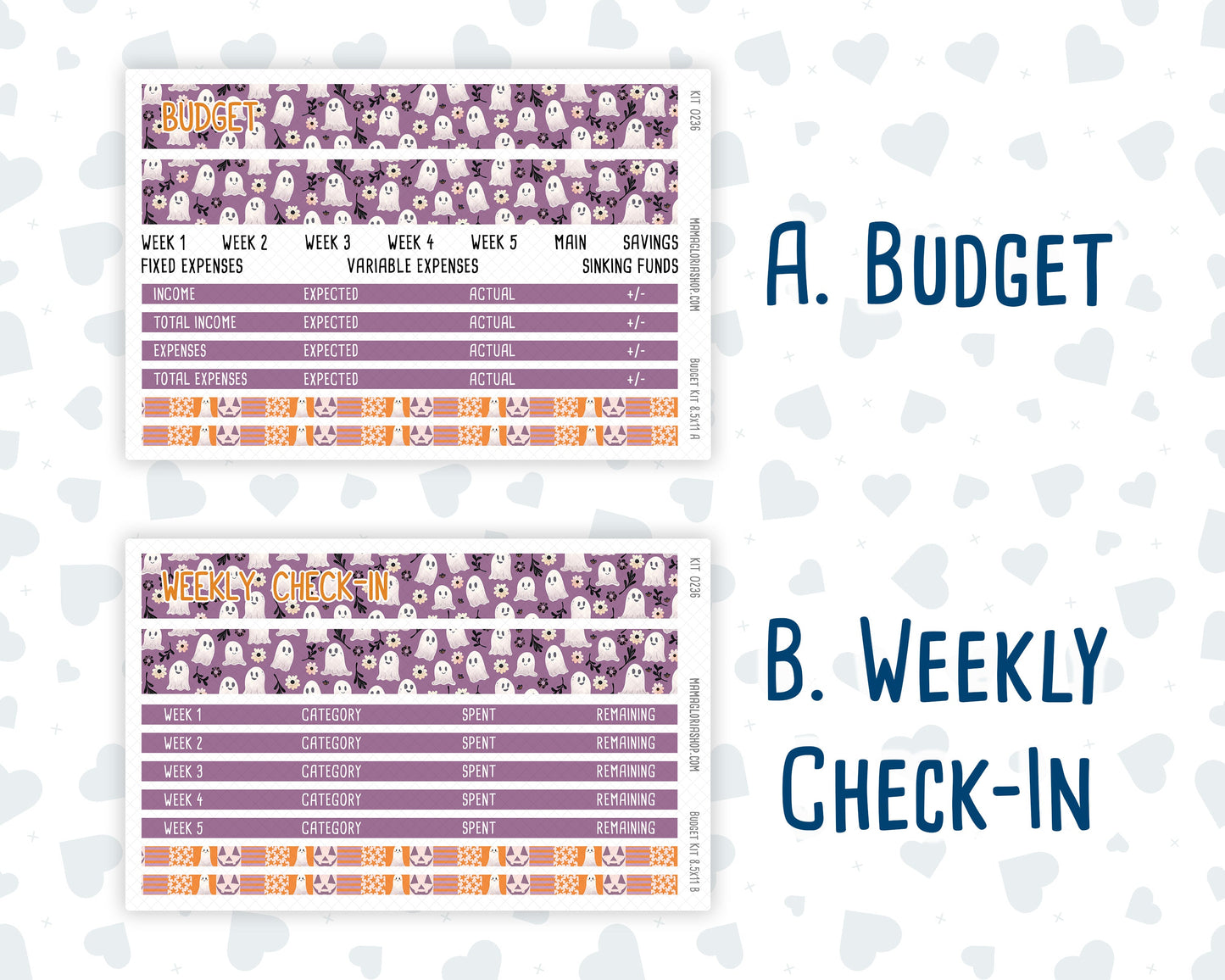 Kit 0236 - Budget - For 8.5x11 Planners | Notebooks - October - Sweet & Spooky
