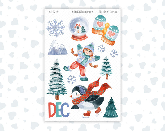 Kit 0247 - Clipart - For Planners | Notebooks | Journals - December - Snow Day Adventures