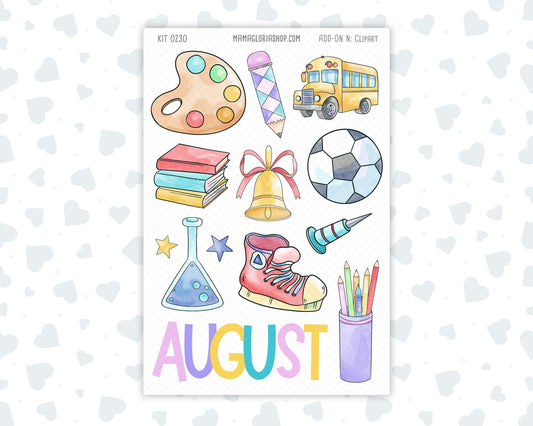Kit 0230 - Clipart - For Planners | Notebooks | Journals - August - School Daze