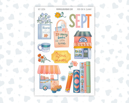Kit 0234 - Clipart - For Planners | Notebooks | Journals - September - Reader’s Escape - September