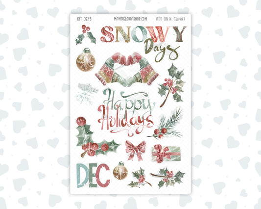 Kit 0245 - Clipart - For Planners | Notebooks | Journals - December - Vintage Christmas