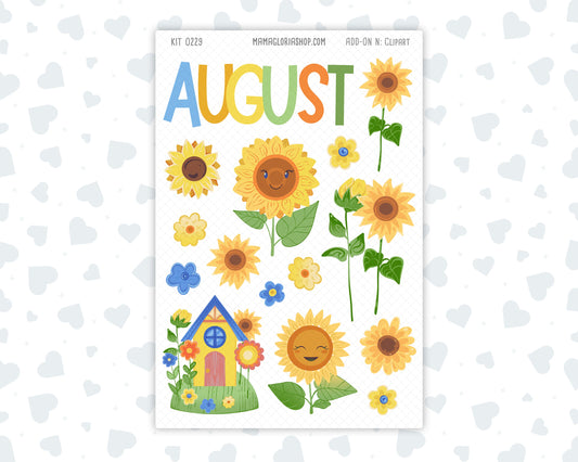 Kit 0229 - Clipart - For Planners | Notebooks | Journals - August - Golden Faces