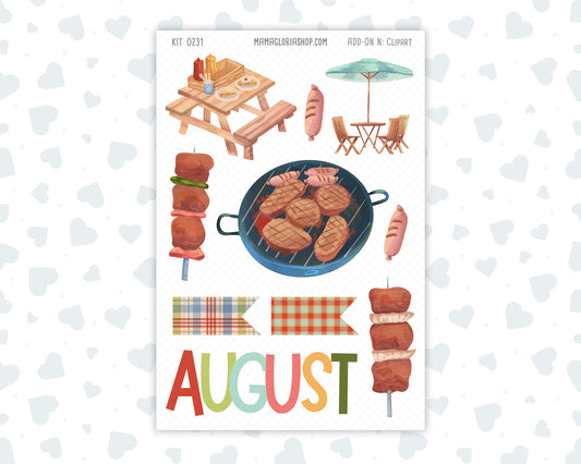 Kit 0231 - Clipart - For Planners | Notebooks | Journals - August - Backyard BBQ