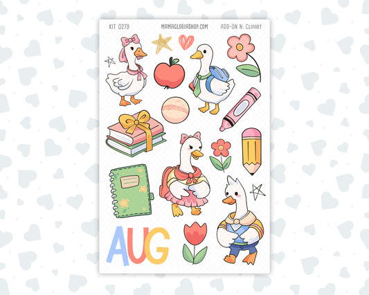 Kit 0279 - Clipart - For Planners | Notebooks | Journals - August - Not Ready For School