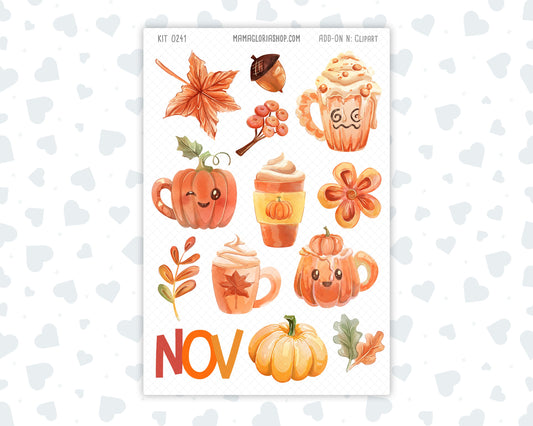 Kit 0241 - Clipart - For Planners | Notebooks | Journals - November - Pumpkin Latte