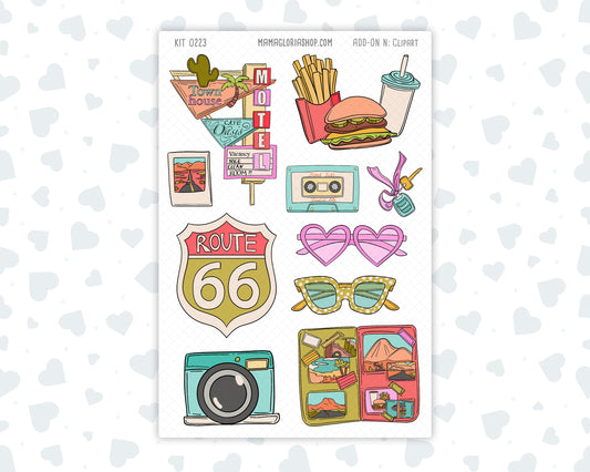 Kit 0223 - Clipart - For Planners | Notebooks | Journals - June - Route 66